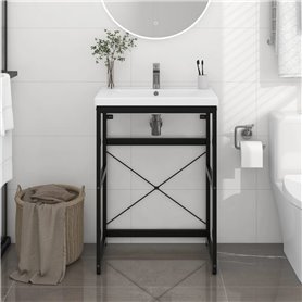 vidaXL Cadre de lavabo de salle de bain Noir 59x38x83 cm Fer