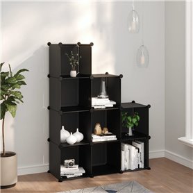 vidaXL Cubes de rangement 9 pcs Noir PP