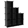 vidaXL Cubes de rangement 9 pcs Noir PP