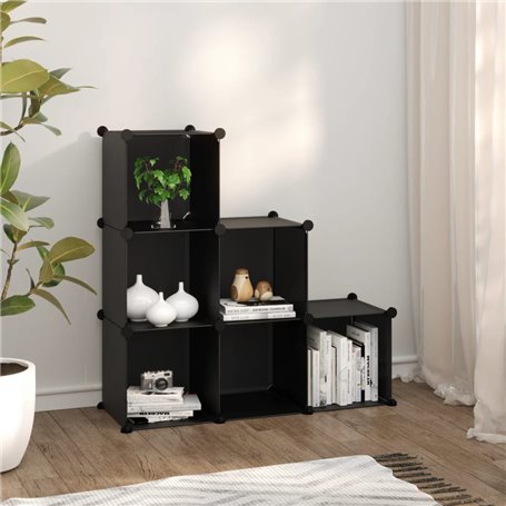 vidaXL Cubes de rangement 6 pcs Noir PP