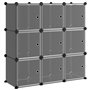 vidaXL Cubes de rangement 9 pcs avec portes Noir PP