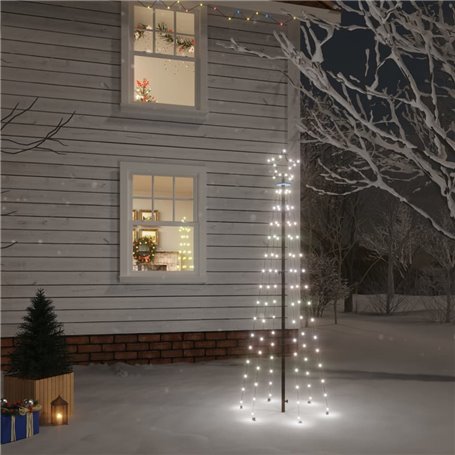 vidaXL Sapin de Noël avec piquet Blanc froid 108 LED 180 cm