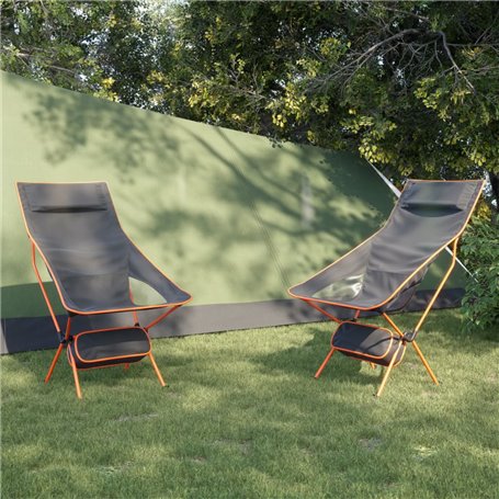 vidaXL Chaise de camping pliables lot de 2 noir tissu oxford aluminium