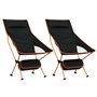 vidaXL Chaise de camping pliables lot de 2 noir tissu oxford aluminium