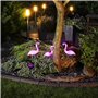 HI Pieu de jardin solaire à LED Flamant rose 3 pcs