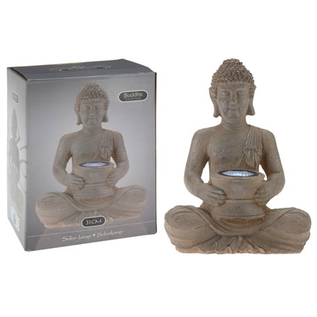 ProGarden Lampe solaire Buddha Pierre poly