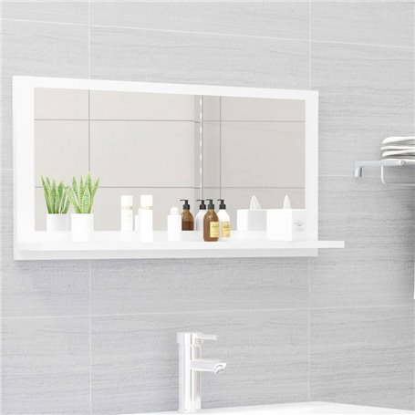 vidaXL Miroir de salle de bain Blanc brillant Bois dingénierie