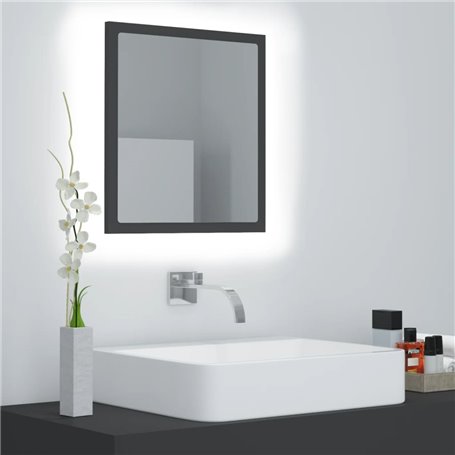 vidaXL Miroir à LED de salle de bain Gris 40x8