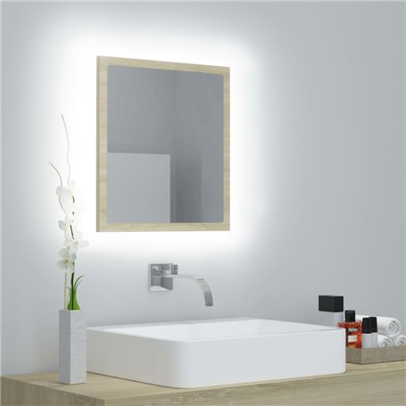 vidaXL Miroir LED de salle de bain Chêne sonoma 40x8