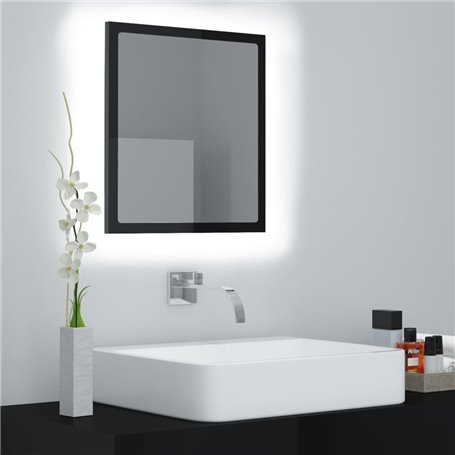 vidaXL Miroir LED de salle de bain Noir brillant 40x8