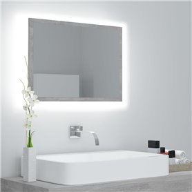 vidaXL Miroir à LED de salle de bain Gris béton 60x8
