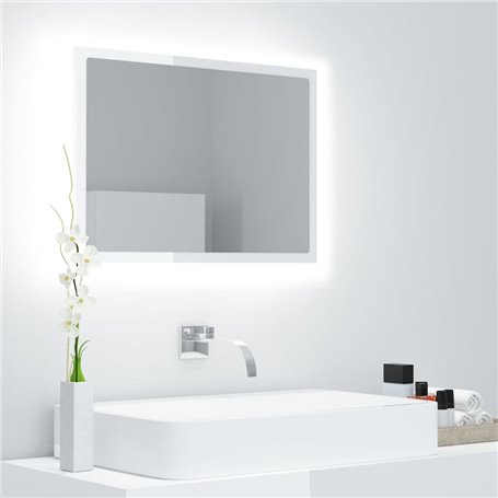 vidaXL Miroir à LED de bain Blanc brillant 60x8