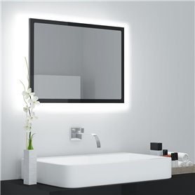 vidaXL Miroir LED de salle de bain Noir brillant 60x8