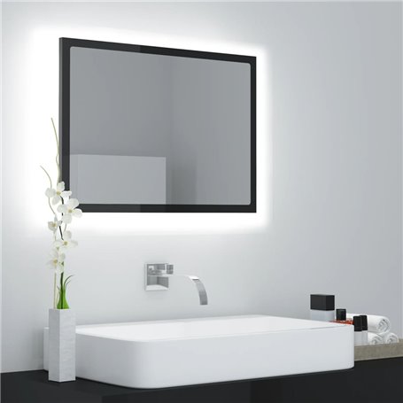 vidaXL Miroir LED de salle de bain Gris brillant 60x8