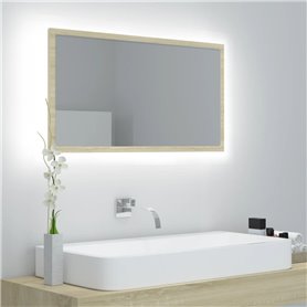 vidaXL Miroir LED de salle de bain Chêne sonoma 80x8