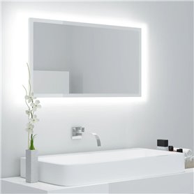 vidaXL Miroir à LED de bain Blanc brillant 80x8