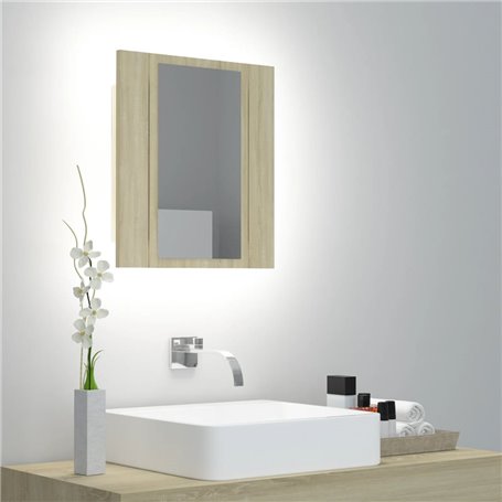 vidaXL Armoire à miroir LED de bain Chêne sonoma 40x12x45 cm Acrylique