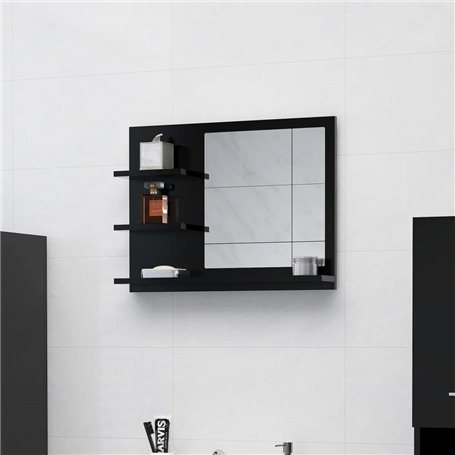 vidaXL Miroir de salle de bain noir 60x10