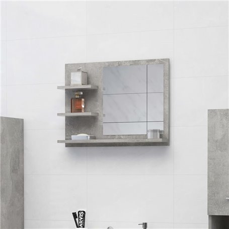 vidaXL Miroir de salle de bain gris béton 60x10