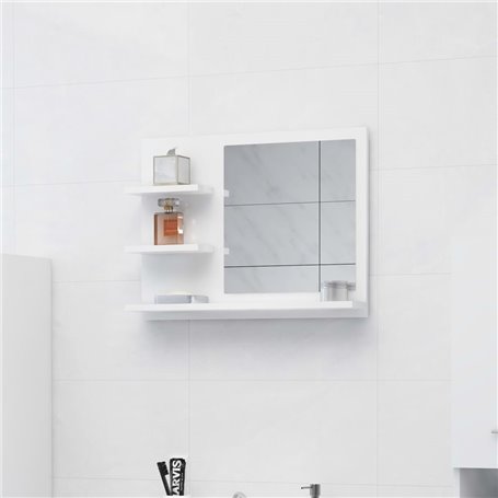 vidaXL Miroir de salle de bain blanc brillant bois dingénierie