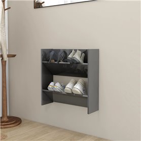 vidaXL Armoire à chaussures murale gris brillant bois dingénierie