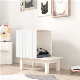 vidaXL Maison pour chat Blanc 60x36x60 cm Bois de pin massif