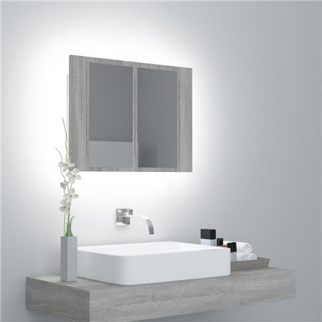 vidaXL Armoire à miroir LED Sonoma gris 60x12x45 cm Bois d'ingénierie