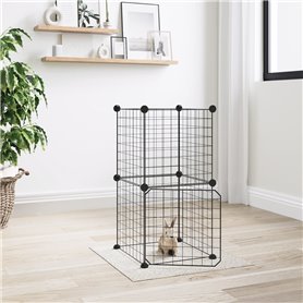 vidaXL Cage animaux de compagnie à 8 panneaux et porte Noir 35x35 cm