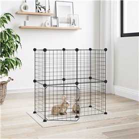 vidaXL Cage animaux de compagnie à 12 panneaux et porte Noir 35x35 cm