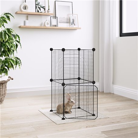 vidaXL Cage animaux de compagnie à 8 panneaux et porte Noir 35x35 cm