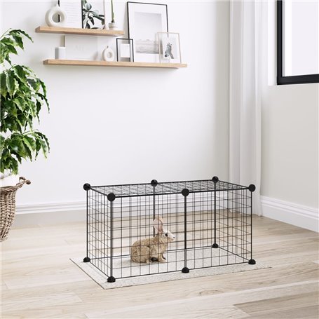 vidaXL Cage animaux de compagnie à 8 panneaux Noir 35x35 cm Acier