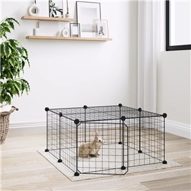 vidaXL Cage animaux de compagnie à 12 panneaux et porte Noir 35x35 cm