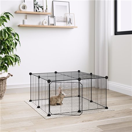 vidaXL Cage animaux de compagnie à 12 panneaux et porte Noir 35x35 cm