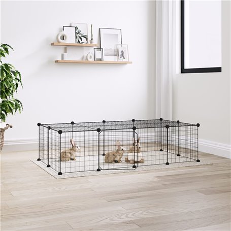 vidaXL Cage animaux de compagnie à 20 panneaux et porte Noir 35x35 cm