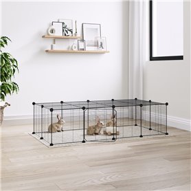 vidaXL Cage animaux de compagnie à 20 panneaux et porte Noir 35x35 cm