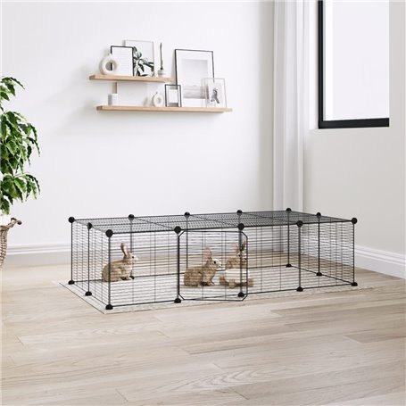 vidaXL Cage animaux de compagnie à 20 panneaux et porte Noir 35x35 cm