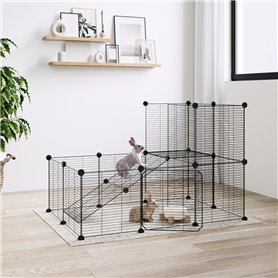 vidaXL Cage animaux de compagnie à 20 panneaux et porte Noir 35x35 cm