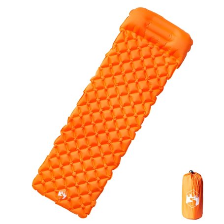vidaXL Matelas de camping gonflable avec oreiller 1 personne orange