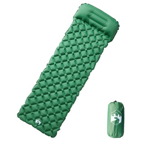 vidaXL Matelas de camping gonflable avec oreiller 1 personne vert