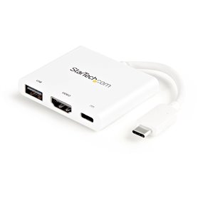 StarTech.com Adaptateur multiport USB-C vers HDMI 4K avec USB Power Delivery et port USB-A - Blanc