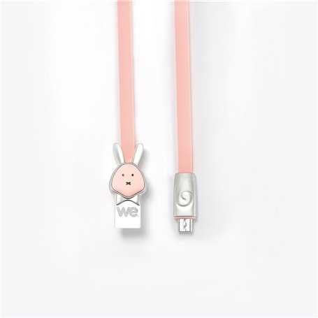 C ble lapin USB/micro USB plat1m rose - Connecteurs en zinc