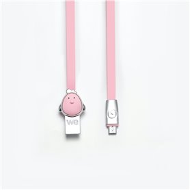 C ble Poule USB/micro USB plat 1m rose - Connecteurs en zinc