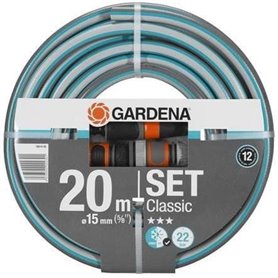 GARDENA Kit Tuyau d'arrosage Classic  Longueur 20m  Ø15mm  Haute résistance pression 22 bar maximum  Garantie 12 ans (18014-26)