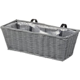 Jardiniere - Faux rotin - Gris - 48 cm - SMART GARDEN