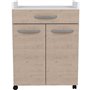 OSLO Desserte de 60 cm - 1 Tiroir et 1 Porte - L 60 x P 44 x H 81 cm - Coloris Chene