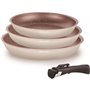 Batterie de cuisine - Tous feux dont induction - ARTHUR MARTIN - AM4754 - Set de 3 poeles - 20-24-28 cm + 1 poignée amovible