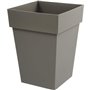 EDA Pot de fleur mi-haut carré Toscane - 39 x 39 x H 53 cm - 51 L - Taupe