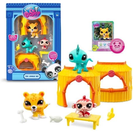 BANDAI - Littlest Pet Shop - Pack Tiki Jungle - 3 animaux et accessoires - BF00515