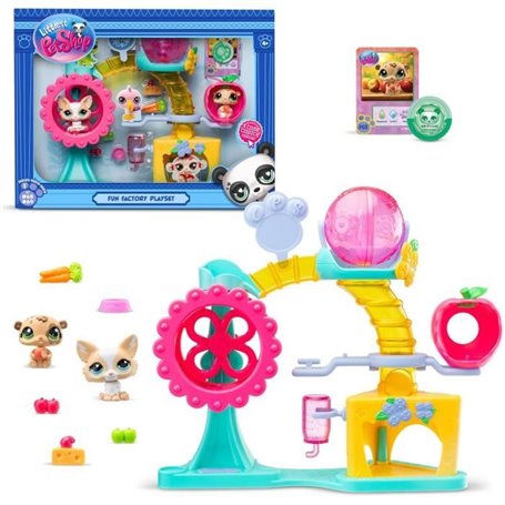 BANDAI - Littlest Pet Shop - Coffret Fun Factory - Ensemble de jeu avec 2 animaux