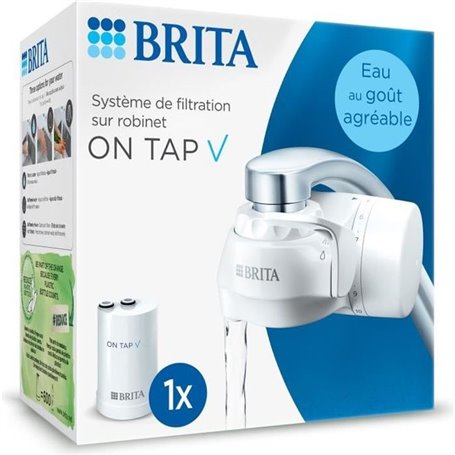 Systeme de filtration sur robinet - BRITA - ON TAP V - 600 L d'eau filtrée / 4 mois - 3 modes d'utilisations - 5 adaptateurs inc